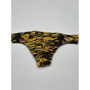 NWT Timoteo Mens Capri Swim Thong Zebra Print XL Black Yellow